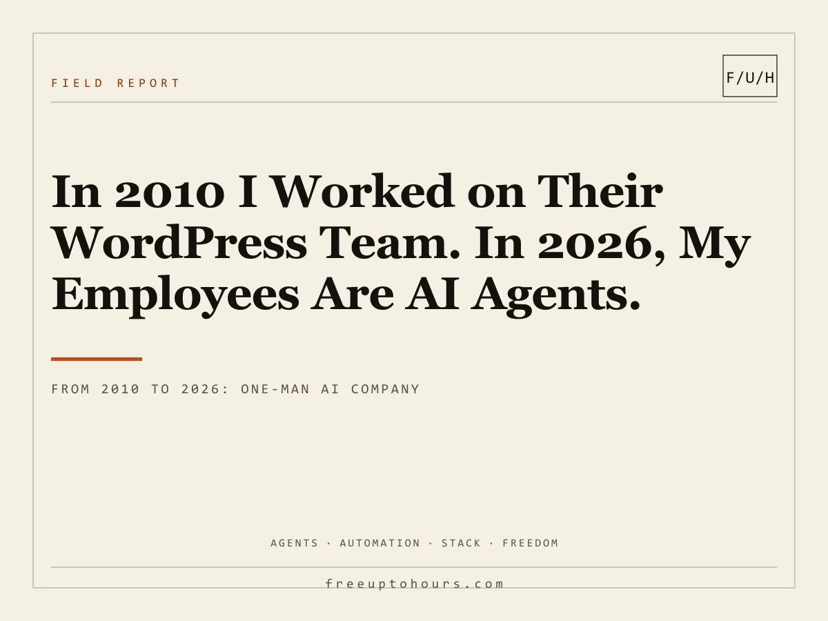 In 2010, They Were My Bosses on a WordPress Team. In 2026, All My Employees Are AI Agents.