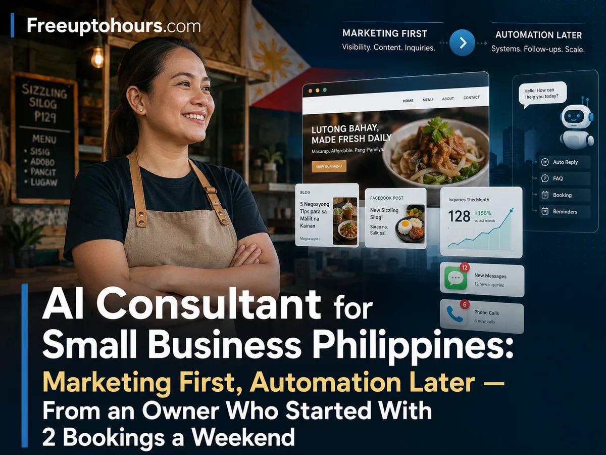 AI Consultant for Small Business Philippines: Marketing First, Automation Later — From an Owner Who Started With 2 Bookings a Weekend