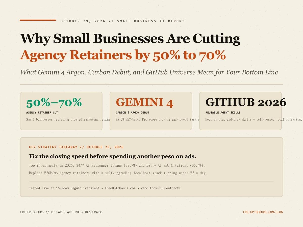 Why Small Businesses Are Cutting Agency Retainers by 70%: What Gemini 4 Argon, Today's Gemini 4 Carbon Debut, and GitHub Universe 2026 Mean for Your Bottom Line