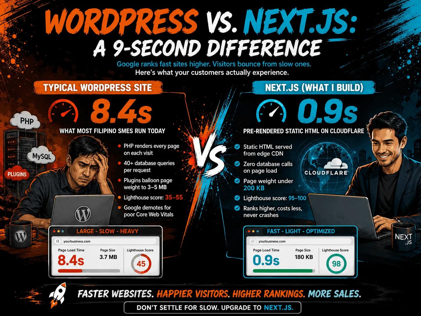 Next.js vs WordPress performance comparison