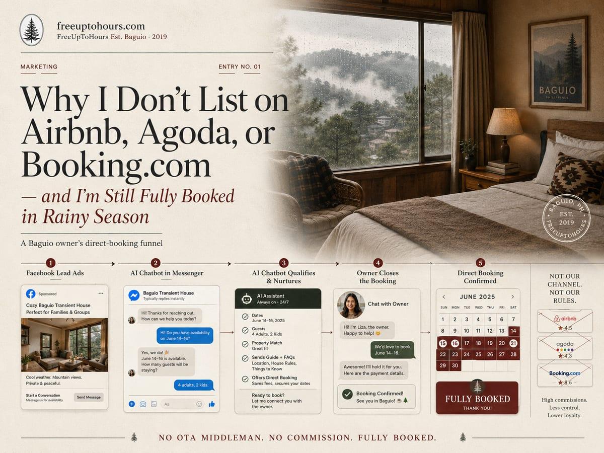 Why I Don't List on Airbnb, Agoda, or Booking.com — and I'm Still Fully Booked in Rainy Season