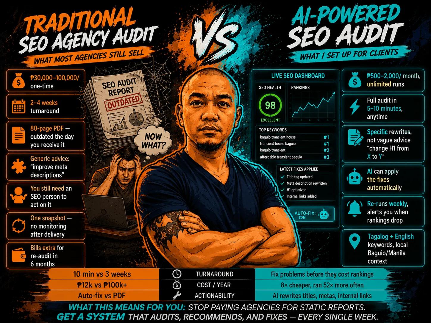 SEO audit comparison - AI vs traditional
