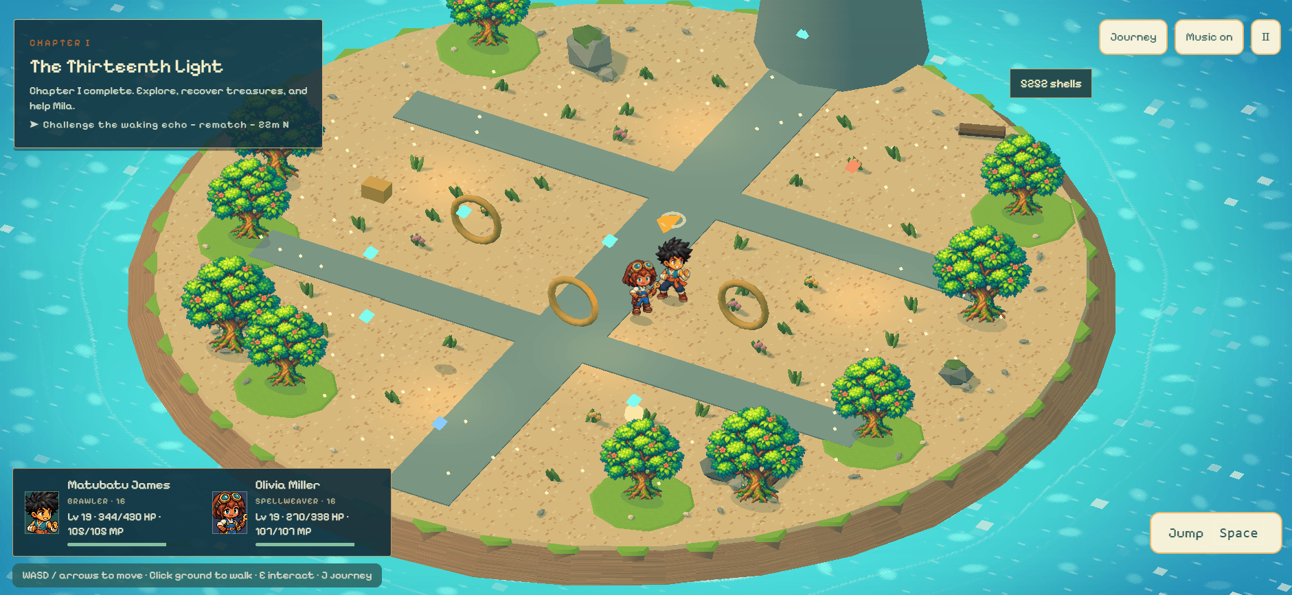 The two playable characters of The Thirteenth Tide: Matu Bato James, a Brawler, and Olivia Miller, a Spellweaver, both level 19