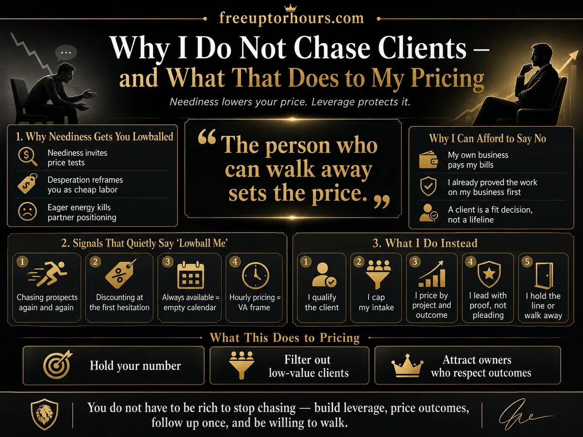 Why I Do Not Chase Clients — and What That Does to My Pricing